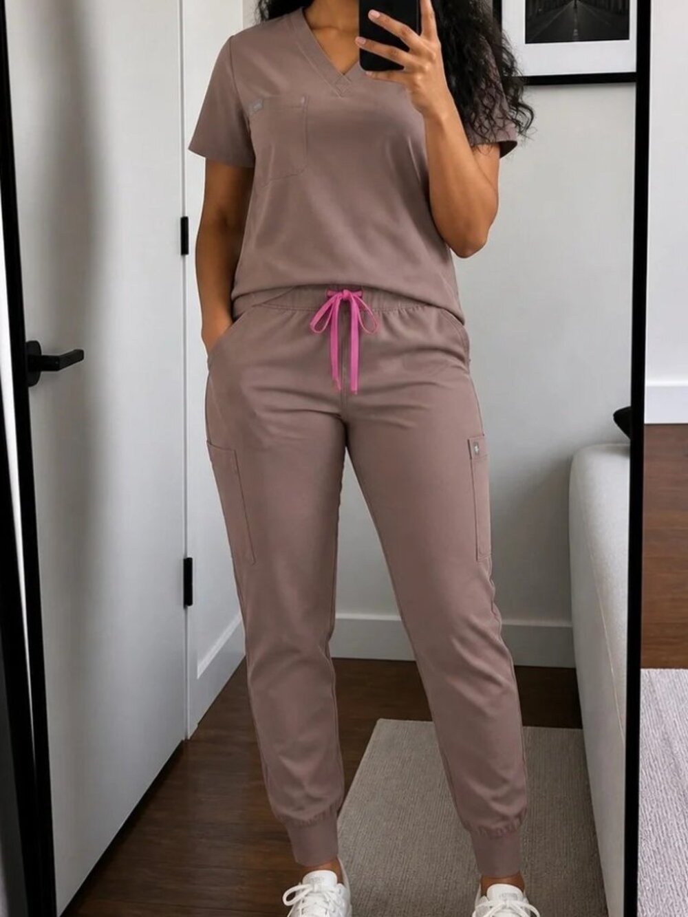 FIGS Smokey Taupe Scrub Set (XS top, SP joggers)